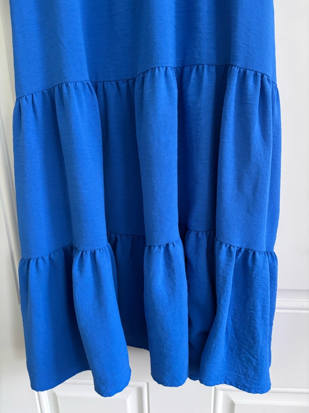 Newbury Kustom Royal Blue Tiered Ruffle Dress, Size Small - Picture 3 of 12